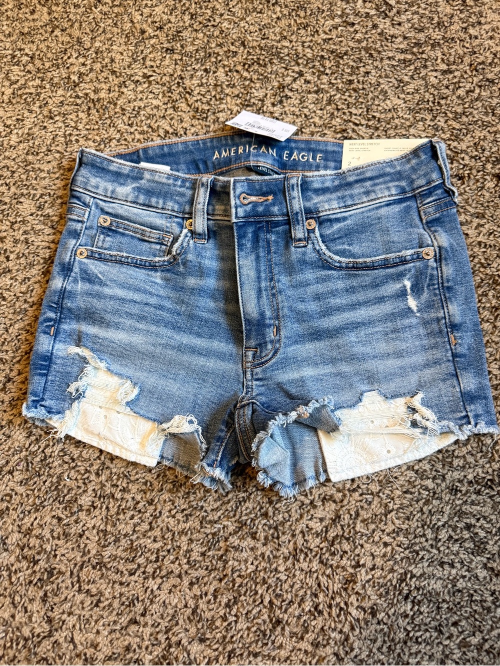 American Eagle Lace Pocket Denim Shorts